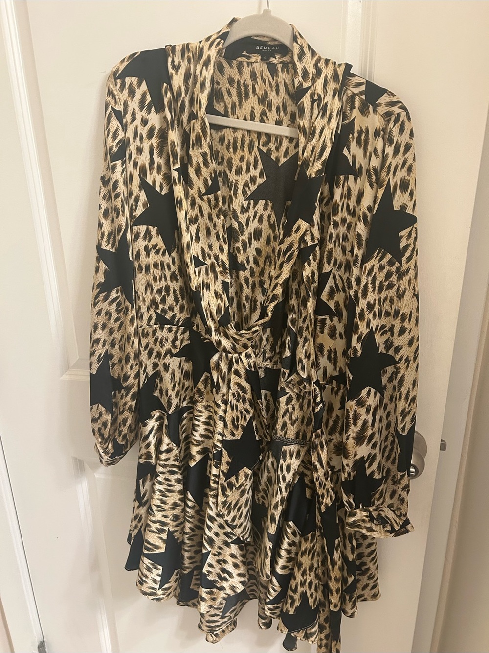Beulah Black & Gold Leopard Star Long Sleeve Dress